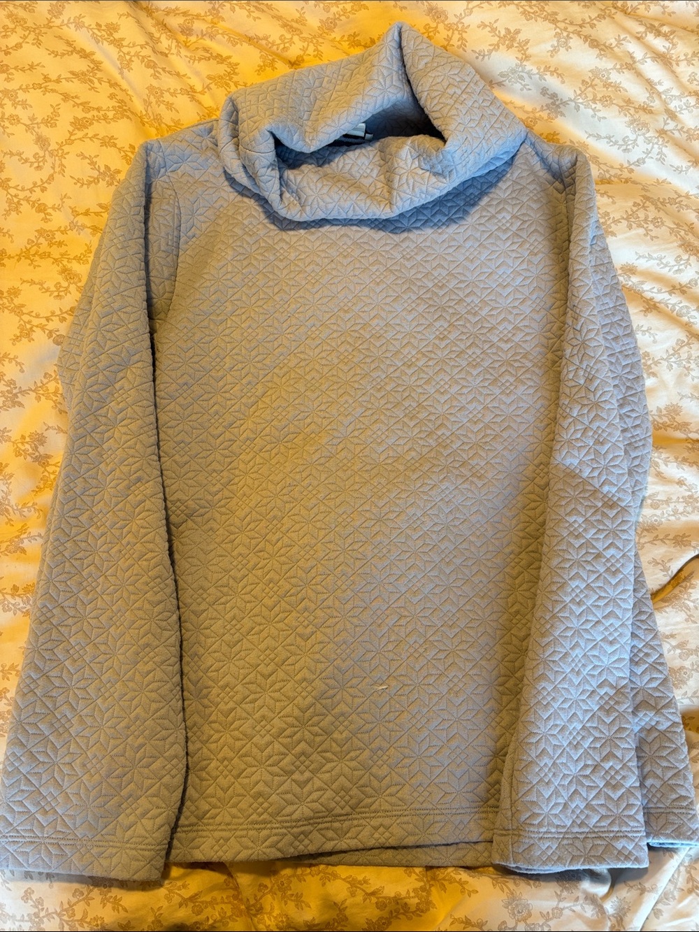 J. Crew Quilted Light Blue Cowl-Neck Sweatshirt